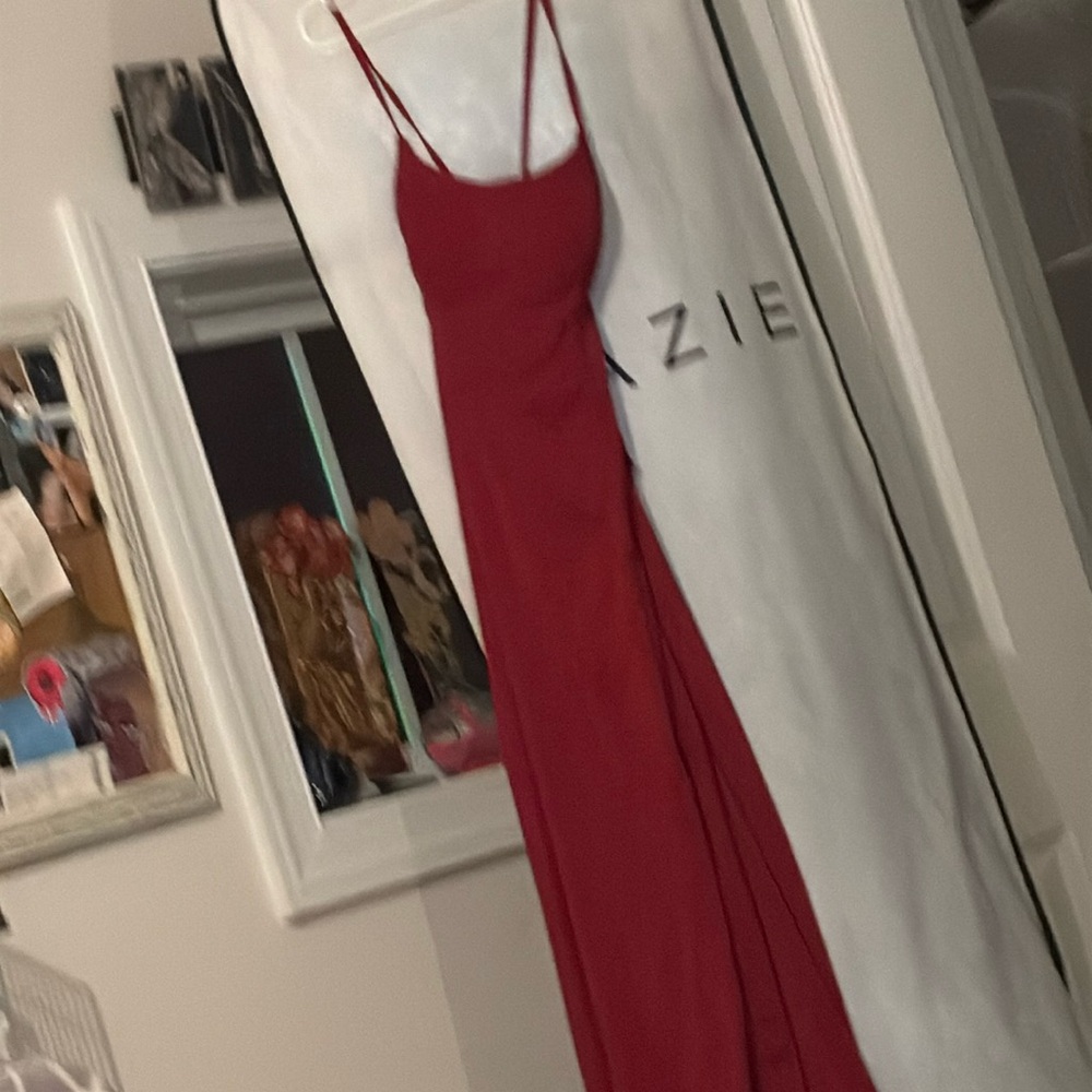 Burgundy red dress with slit